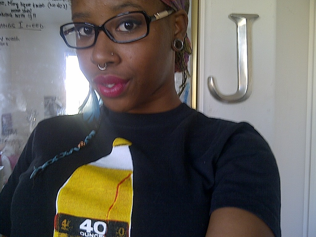 Rockin a head wrap and an OE shirt (that my mom hates)   Whatever. I&rsquo;m