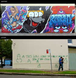  Cause and Effect May 2nd, 2011 Last week, a wall that Teazer, Numskull and Roach had painted in Camperdown, was painted over by someone (owners, real estate agents, council….?) without the artists knowing. This was the response from an unknown