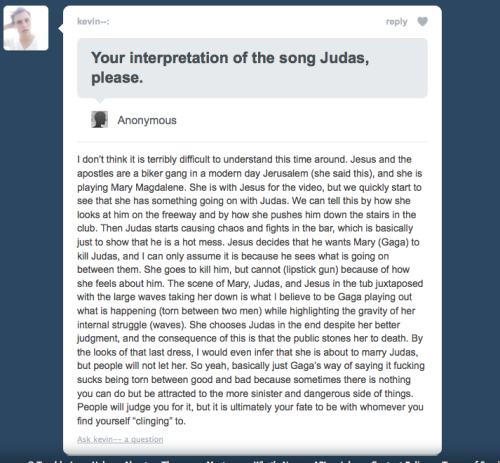 fuckyeahladygaga: impossiblesoul—: In case you were wondering what the Judas video is about - 