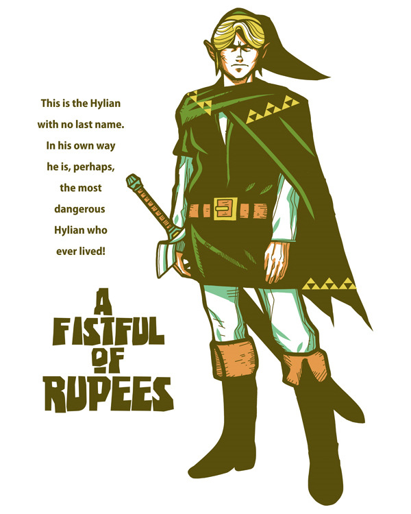 Just think how safe Hyrule would be if Clint Eastwood was running the show. Timothy Lim shows off how Link would look in this video game / film mash up.
Related Rampages: Peace in Space | 20XX World’s Fair (More)
A Fisftful of Rupees by Timothy Lim /...