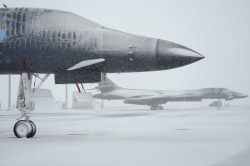 28th Bomb Wing B-1Bs during a snowstorm Ellsworth