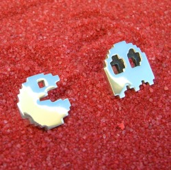 it8bit:  Sterling Silver Pacman Cufflinks - by beaujangles Available at Etsy. via: mrbeaujangles 