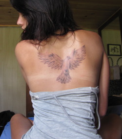 fuckyeahtattoos:  Im Robin and I got my dove at Brave Soul Tattoo in Portland, Maine I’m a bird, so I got a bird tattoo. 