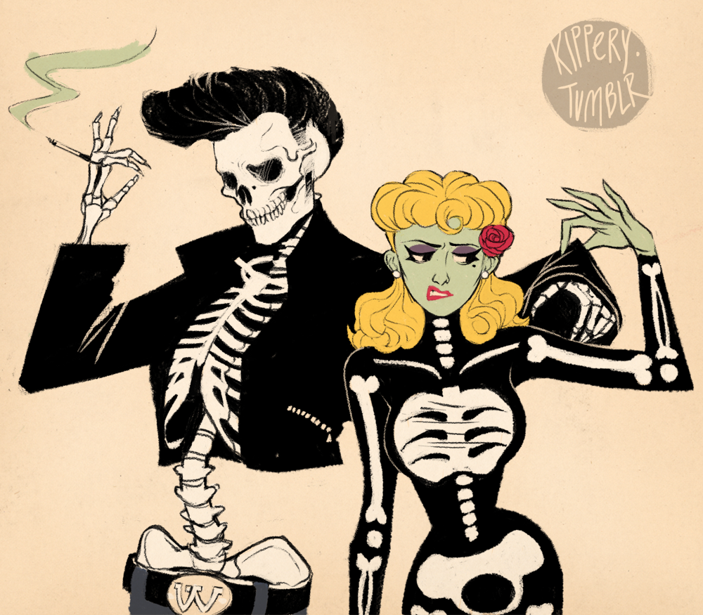 kippery:  Drawn for sweetappletea! These are her characters from her comic Drop Dead