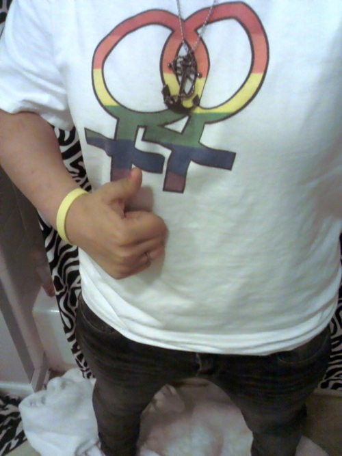  So I wore my gay pride shirt to school today. 