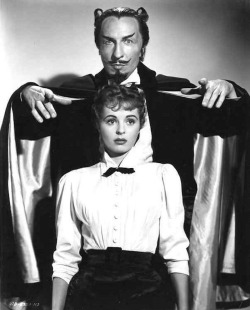 greggorysshocktheater:   Vincent Price and Mary Murphy in The Mad Magician (1954) 