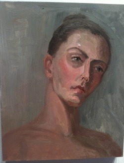 2 hour pose from last week. The pose was horribly painful, but this portrait is one of my faves ever. Suffer for your art! :) Painting by Kristie Bretzke.