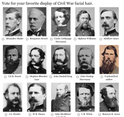 pinkie-pi:  publicradiointernational:  Look at all those hipsters.  hey, where’s Ambrose Burnside on this poll?  OMG I THOUGHT THE SAME THING.  WHERE IS BURNSIDE.