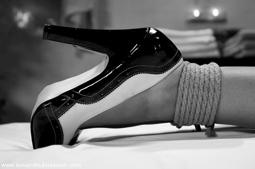 XXX Bound in vintage high heels photo