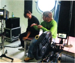 strokescommunity:  Julian and Jake Scott (director) on the set of Reptilia. 