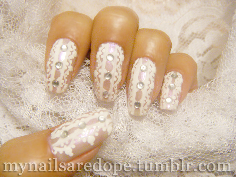 mynailsaredope:  WEDDING INSPIRED HAND-DRAWN LACE NAILS. My current &amp; I love