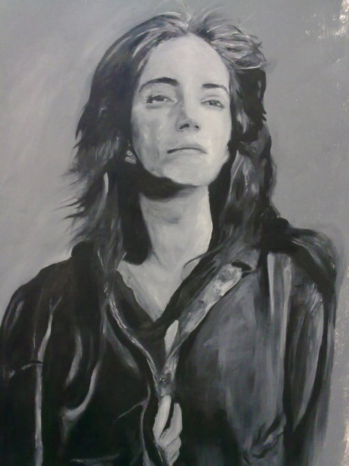 Fish fan Liz McDade has painted another in her awesome series of ROCK WOMEN – Patti Smith!
You can check out Liz’s gig photos on Flickr and more cool stuff on her Tumblr.