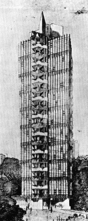 archiveofaffinities: Frank Lloyd Wright, St. Mark’s Tower, Project, New York, New York, 1929&n