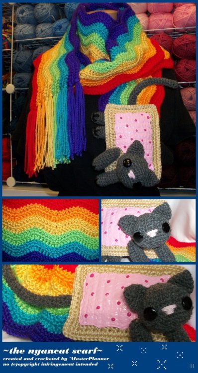 thedailywhat:  Memetic Accessory of the Day: Master Planner’s nyanscarf is 84” long, 5” wide, and comes complete with a detachable Pop Tart Cat embellishment. You can inquire about purchasing your own nyanscarf by leaving Master Planner a note through