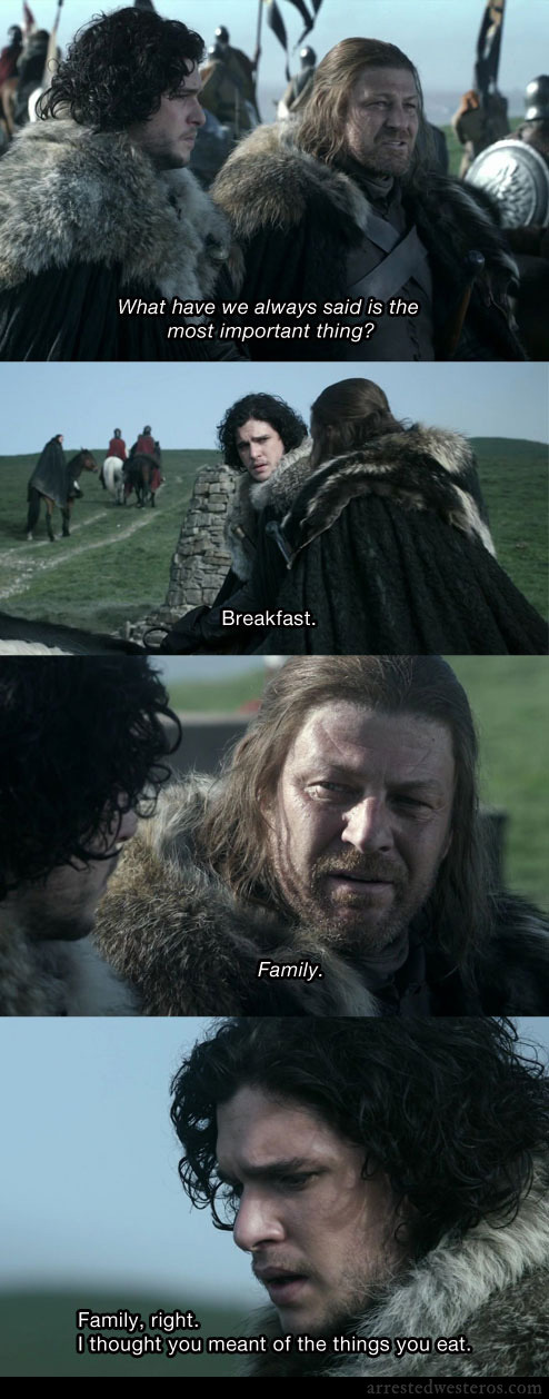 arrestedwesteros:
“ Michael: What have we always said is the most important thing?
George Michael: Breakfast.
Michael: Family.
George Michael: Family. Right. I thought you meant of the things you eat.
Pilot - 1x01
”