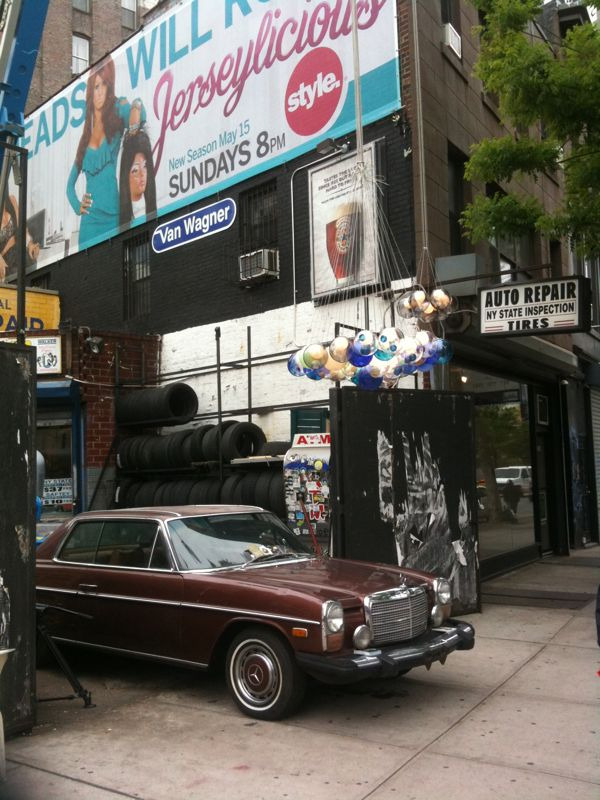 Public art in a tire shop on the Bowery