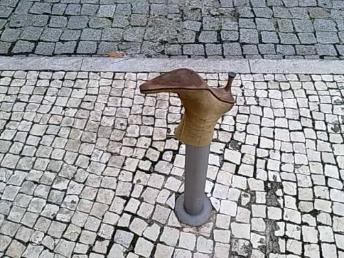 sadstuffonthestreet:
“ Shoe on a pipe.
Found by Margarida Oliveira in Lisbon, Portugal
”