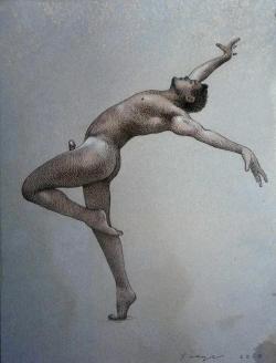 dalelazarov:  Taylor dancing, ink and charcoal, todd