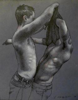 bigboyjunk:  Adam &amp; Tyler, ink &amp; charcoal, todd yeager, 2010 