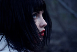 krystipryde:  black hair and red lipstick