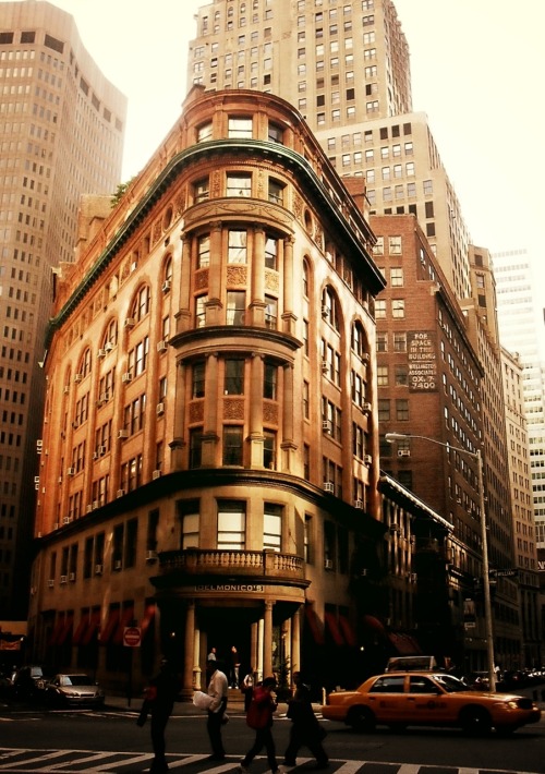 nythroughthelens: Delmonico’s in a sliver of sunlight. Financial District, New York City. &mda