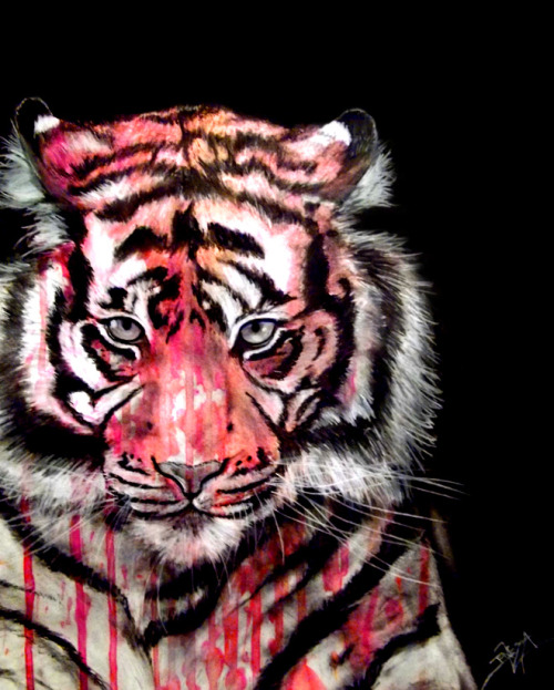 eatsleepdraw: I guess you could call it “Tigers Blood” Watercolor and Charcoal. Follow m