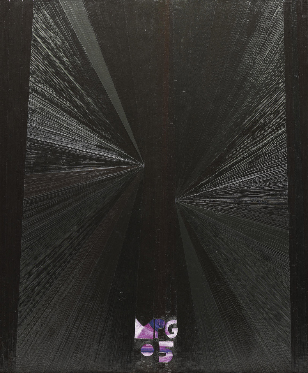 Untitled (Black Butterfly Dioxide Purple MPG 05) oil on linen by Mark Grotjahn, 2005