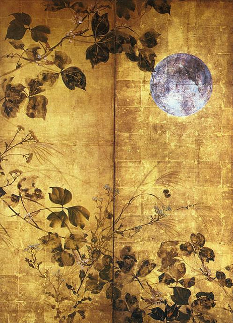 artemisdreaming:Autumn Flowers and MoonHoitsu Sakai  (酒井 抱一, 1761-1828)