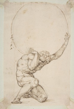 Emily-Whaaa:  Baldassare Tommaso Peruzzi - Crouching Figure Of Atlas. 1481–1536.