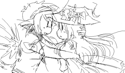 I did this doodle in PCHAT of Novra and Sora he’s being protective and taking a hit for his mage friend! I really like this idea, so i’ll try to do a full scale pic later!