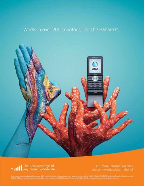 this is an AT&T advertising campaign that was designed by Jose Estrada, a Mexican, who won a million dollars in an open competition organized by AT&T just using painted hands and a mobile phone. Quite amazing!!! Enjoy it!