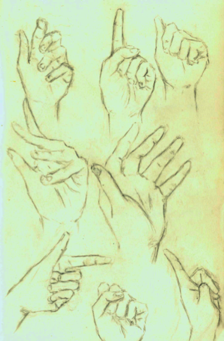 proving to scott bakal I could draw hands. spring &lsquo;10.