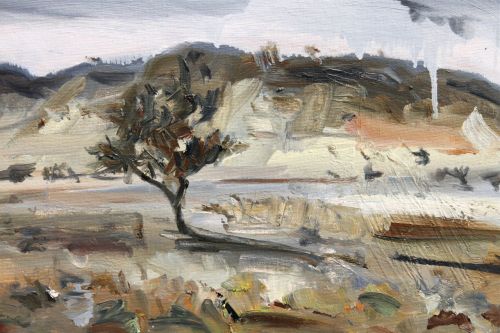 notthewayhome - Steve Lopes, oil on board, view of Fowlers Gap 2.