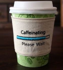 amorningcupofjo:  sewtara’s handmade cup cozies! This is definitely how I feel in the mornings. :P 