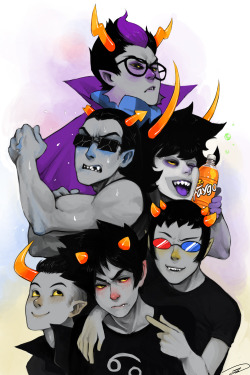 colored version of http://reapersun.deviantart.com/gallery/#/d39i93k I think some of the expressions are weaker but ohhhh well and yeah I colored the noses wanna fight about it?