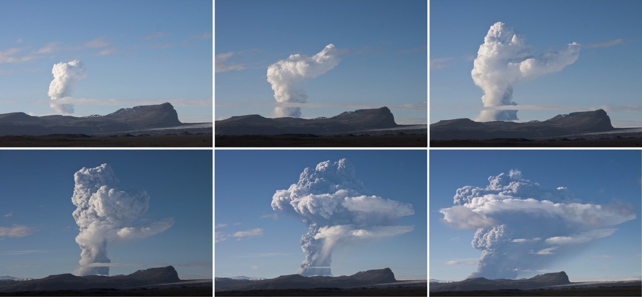 nationalpost:  A combination of pictures shows the growing ash plume from the Grimsvotn