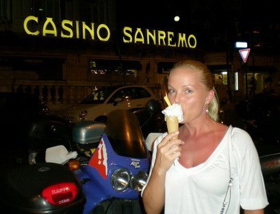 Silvia Saint with ice cream - Sanremo (Italy)