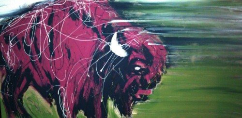 Havent Been Creating Much Lately, This Is A New Painting, Not Quite Finished.(House Paint On Wood Panel,