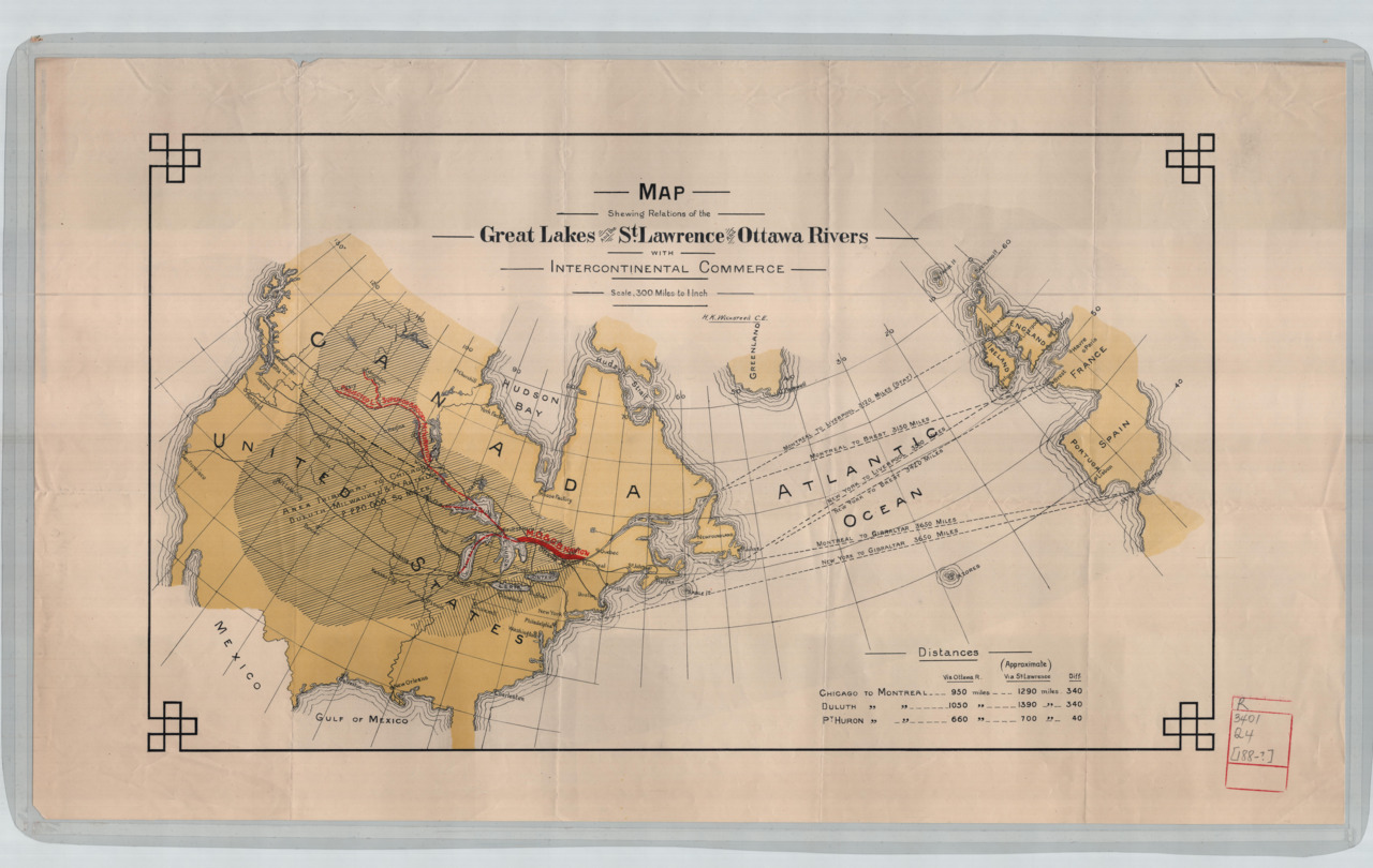 Intercontinental Commerce Map for the Great Lakes and the St. Lawrence and Ottawa River (188-).
I just found this on my documents folder and I have no idea where it came from on the Internet. I assume it can be found at the University of Toronto’s...