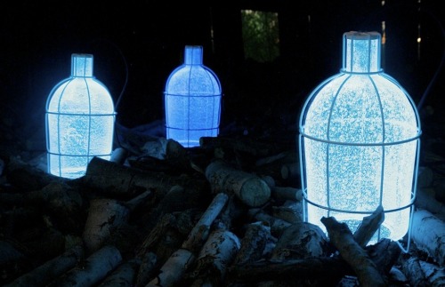 sapphirebeach:Trap Lights by Gionata Gatto & Mike Thompson - glass lamps made with a photolumine