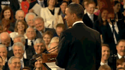 apiphile:  flushedwithcash-blog: Barack Obama: I am told that the last three speakers here have been the Pope, Her Majesty the Queen and Nelson Mandela; which is either a very high bar, or the beginning of a very funny joke.  America this one is a keeper,