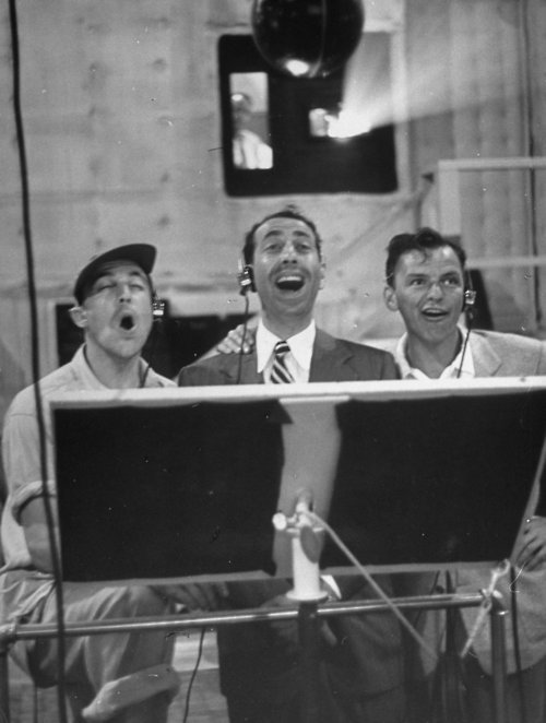 Gene Kelly, Jules Munshin and Frank Sinatra recording a song for On The Town (Stanley Donen & Ge