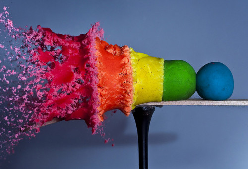 rave-inmydreams:  ginchimera:  thetravellingpineapple:   A bullet going through PlayDoh.  Blue doesn