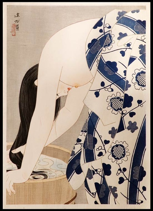 yuramaro: Ito Shinsui　伊東深水 Washing the Hair ( aka Tresses ) 美人画、浮世絵