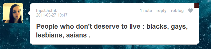 addium:  You don’t deserve to live.   THIS BITCH. 