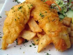 cheesu:  fish and chips mmmmmm  I had some