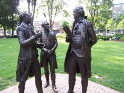 hamiltonismyhomeboy:  foundingfatherfest:  Statues of Lafayette, Washington, and Hamilton in. :D I love how Hamilton is so short compared to them.  This might be the most adorable thing I’ve ever seen XD  This is actually adorable :O &lt;3
