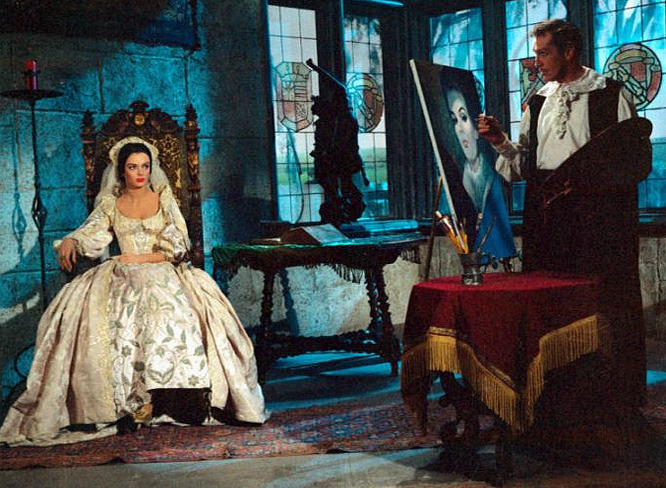 Barbara Steele and Vincent Price in The Pit and the Pendulum [1961]