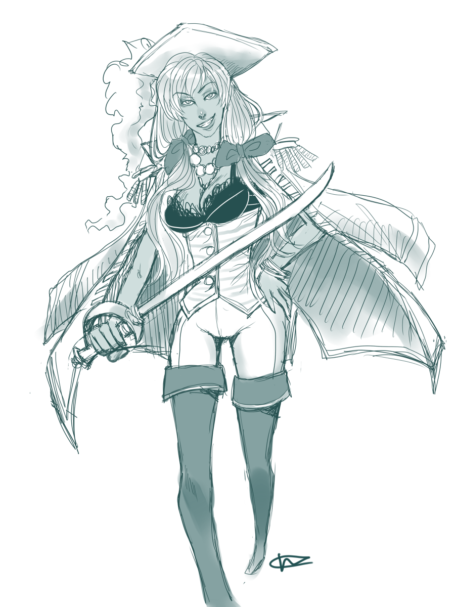 vidotarts:  Pirate Seychelles. I was gonna color in her hair but I think I got lazy
