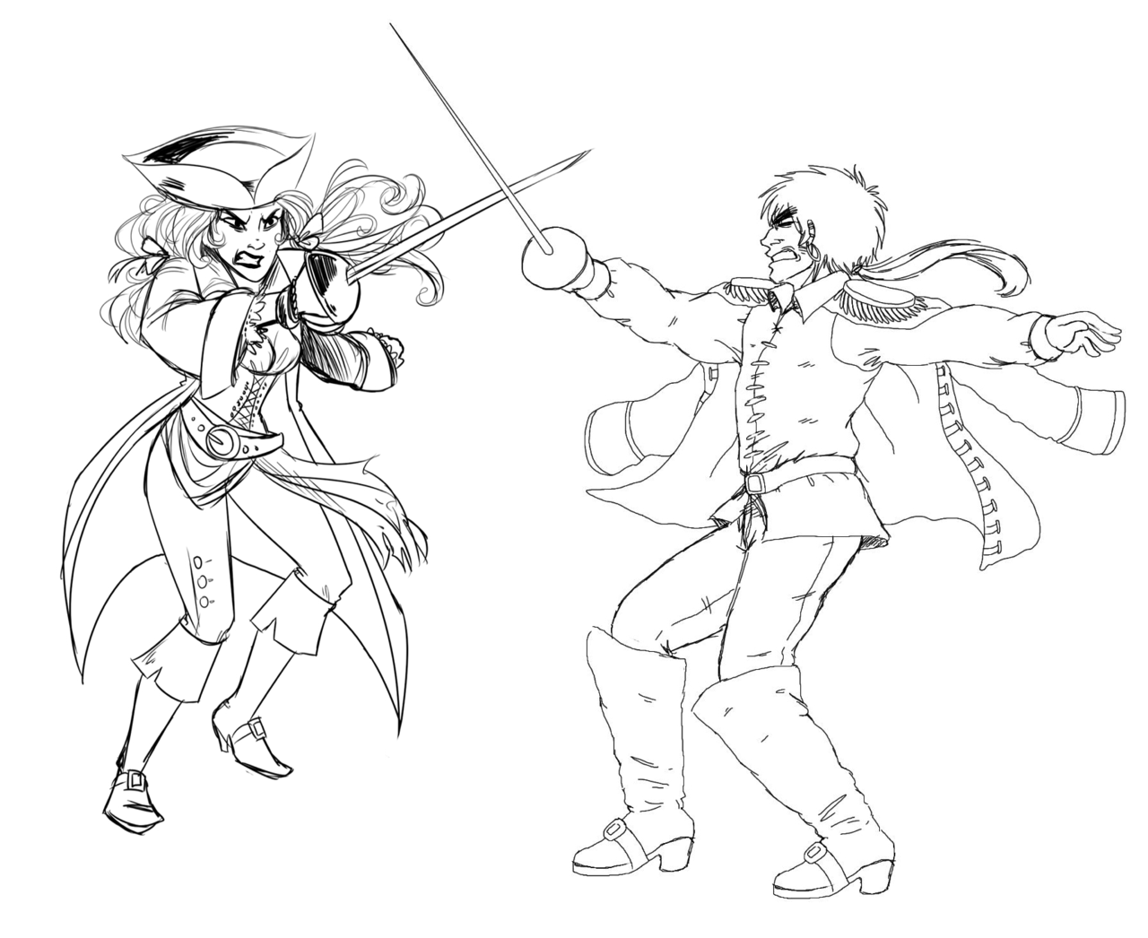 payface:  A swordfight with Pirate!Arthur and Pirate!Seychelles RAAAAAARRArt Collab